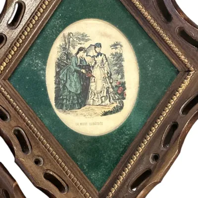 Sale Photo Thumbnail #291: 4 FRAMED ANTIQUE FASHION PRINTS