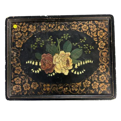 Sale Photo Thumbnail #286: ANTIQUE WOODEN TOLEWARE TRAY