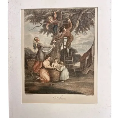 Sale Photo Thumbnail #36: ANTIQUE 1793 OCTOBER HAND COLORED ENGRAVING WILLIAM HAMILTON