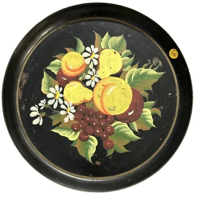 Sale Photo Thumbnail #307: ROUND TOLEWARE HAND PAINTED FRUIT PLATTER