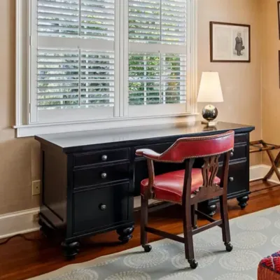 Sale Photo Thumbnail #208: RESTORATION HARDWARE ANTIQUED BLACK 7 DRAWER DESK