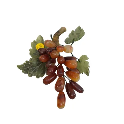 Sale Photo Thumbnail #285: VINTAGE CHINESE AGATE AND JADE LEAF GRAPE CLUSTER
