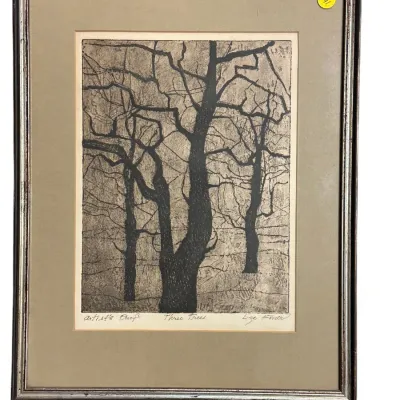 Sale Photo Thumbnail #53: LIZA FONER (1909-2005) 3 TREES ETCHING SIGNED A/P