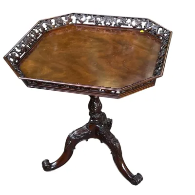 Sale Photo Thumbnail #159: CHIPPENDALE STYLE HEAVILY CARVED OCTAGONAL TEA TABLE