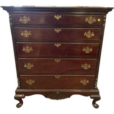 Sale Photo Thumbnail #241: VINTAGE MADDOX RED MAHOGANY CHEST OF DRAWERS 1940