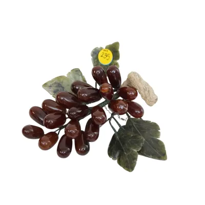 Sale Photo Thumbnail #260: VINTAGE CARNELIAN AGATE AND JADE LEAF GRAPE CLUSTER