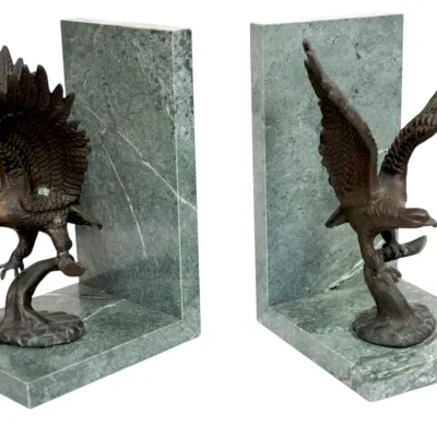 Sale Photo Thumbnail #174: VINTAGE MARBLE & BRONZED EAGLE BOOKENDS