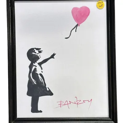 Sale Photo Thumbnail #76: AFTER BANKSY MIXED MEDIA CHILD WITH RED BALLOON