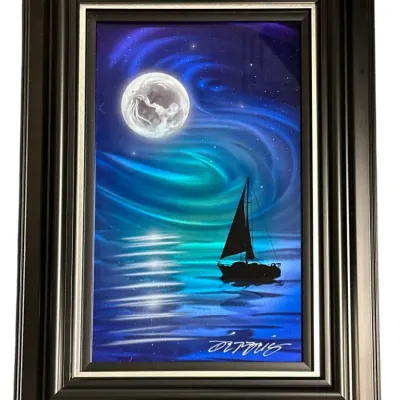 Sale Photo Thumbnail #84: CHRIS DERUBEIS TO THE MOON AND BACK MIXED MEDIA ON METAL
