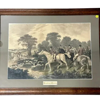 Sale Photo Thumbnail #185: ENGLISH HUNT SCENE ENGRAVING BREAKING COVER c 1850
