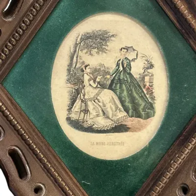 Sale Photo Thumbnail #290: 4 FRAMED ANTIQUE FASHION PRINTS