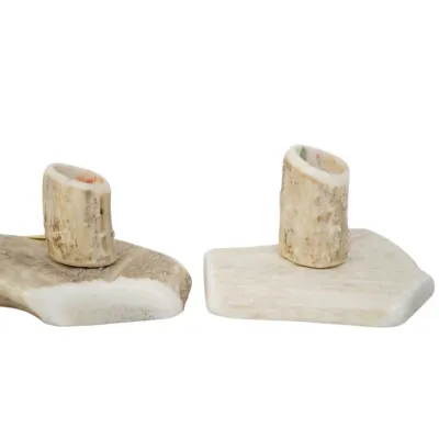 Sale Photo Thumbnail #26: PAIR 1920-30S HANDMADE ANTLER CANDLESTICKS