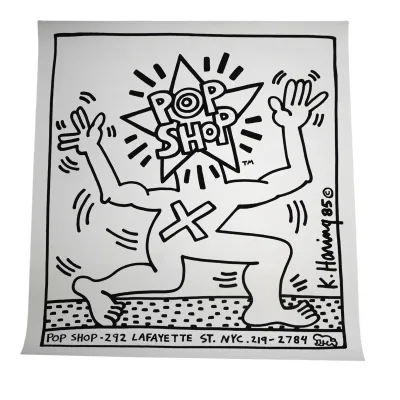 Sale Photo Thumbnail #158: AFTER KEITH HARING POP SHOP ADVERTISING POSTER 1986