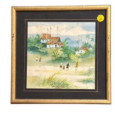 Sale Photo Thumbnail #47: VINTAGE JAKARTA INDONESIA ORIGINAL VILLAGE WATERCOLOR
