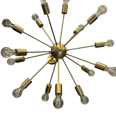 Sale Photo Thumbnail #213: CONTEMPORARY 14- LIGHT BRUSHED BRASS SPUTNIK CHANDELIER