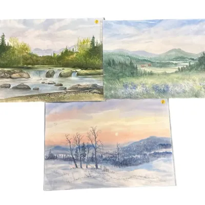 Sale Photo Thumbnail #93: 3 ORIGINAL VALENTIN KOSLOV WATERCOLOR LANDSCAPES