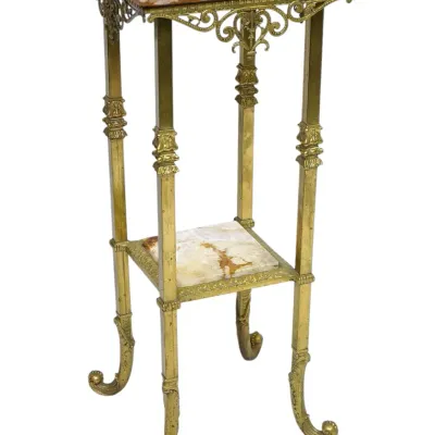 Sale Photo Thumbnail #157: ANTIQUE AESTHETIC BRASS AND ONYX PLANT STAND