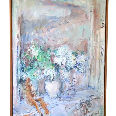Sale Photo Thumbnail #92: LARGE VINTAGE IMPRESSIONIST STILL LIFE - ALEXANDRE MARIE GRASSIN
