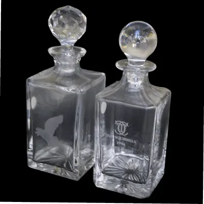 Sale Photo Thumbnail #277: 2 VINTAGE CRYSTAL WHISKEY / LIQUOR DECANTERS