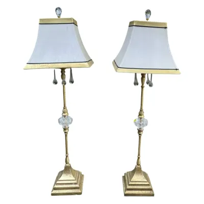 Sale Photo Thumbnail #189: MATCHED PAIR TALL HOLLYWOOD REGENCY TABLE LAMPS