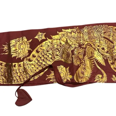 Sale Photo Thumbnail #20: VINTAGE CEREMONIAL RED & GOLD OBI