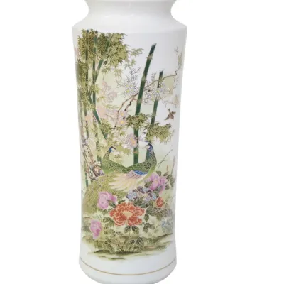 Sale Photo Thumbnail #222: VINTAGE JAPANESE OTAGIRI PEACOCK VASE 12"