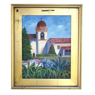 Sale Photo Thumbnail #95: CARMEL MISSION CALIFORNIA OIL PAINTING M. HEARN