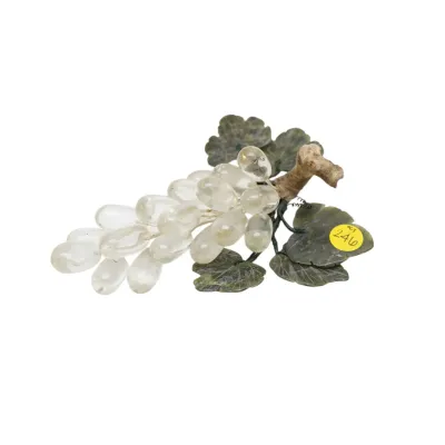Sale Photo Thumbnail #272: VINTAGE CLEAR QUARTZ AND JADE LEAF GRAPE CLUSTER