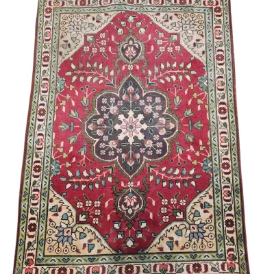 Sale Photo Thumbnail #184: VINTAGE HAND KNOTTED TABRIZ RUG