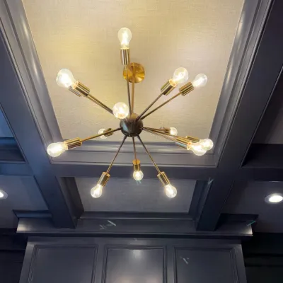 Sale Photo Thumbnail #212: CONTEMPORARY 14- LIGHT BRUSHED BRASS SPUTNIK CHANDELIER