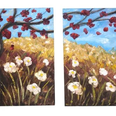 Sale Photo Thumbnail #206: PAIR SARAH KADLIC TUSCANY OIL IMPASTO ON CANVAS