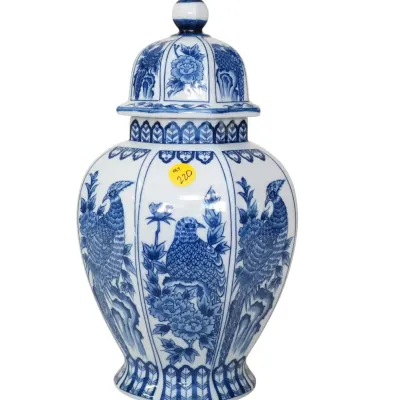 Sale Photo Thumbnail #247: VINTAGE BLUE AND WHITE PORCELAIN GINGER JAR