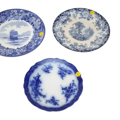 Sale Photo Thumbnail #273: 3 ANTIQUE FLOW BLUE & BLUE TRANSFER DISHES - WEDGWOOD, ETC.