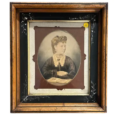 Sale Photo Thumbnail #71: ANTIQUE HAND COLORED VICTORIAN PHOTO IN EASTLAKE FRAME