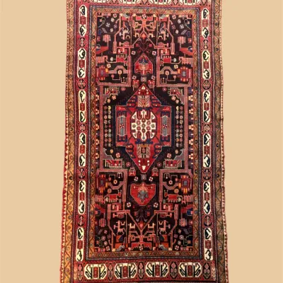 Sale Photo Thumbnail #160: Nomadic tribal vegetable dye original Persian rug from Abadaha