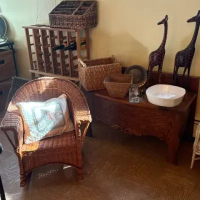 Benches, rocking chairs, beautiful decorative items!