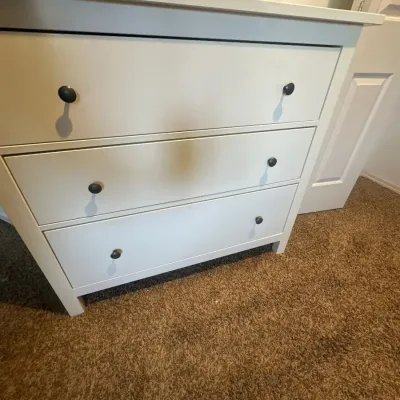 White three-drawer dresser (close up)
