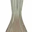 Vintage ribbed glass vase featuring a two-tone color gradient transition from clear glass at the top to a deep reddish-pink bulbous base.