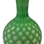 Vintage green satin glass vase featuring a textured diamond lattice pattern and a slender neck.