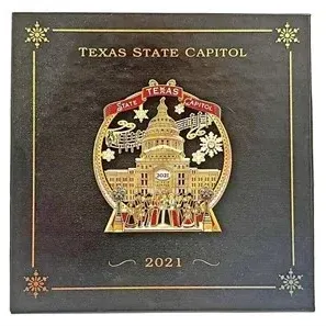 Official 2021 Texas State Capitol Christmas ornament in original display box.