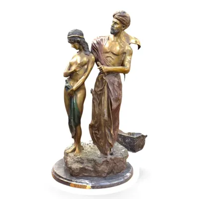 Sale Photo Thumbnail #204: Orientalist style bronze sculpture, 'Slave Trader' after Bergman (signed Namgreb), featuring polychrome accents and mounted on a marble base.