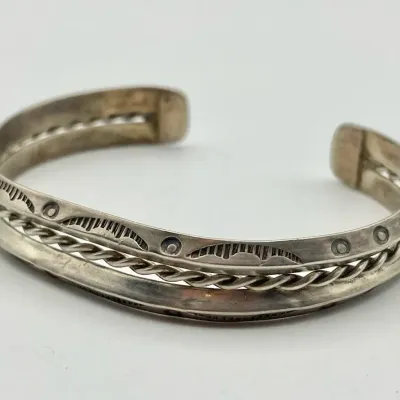 Vintage Artisan Silver 3 Rail Twisted Rope Cuff 