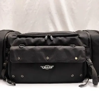 T-Bags Black Motorcycle Sissy Bar Luggage Bag with Rain Cover