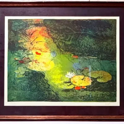 Signed Hoi Lebadang Limited Edition Lithograph - Water Lilies