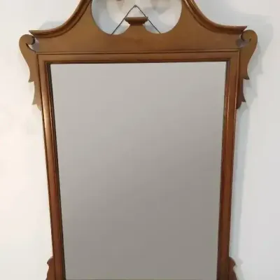 Vintage Chippendale Style Scroll-Top Wall Mirror 