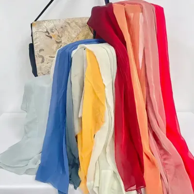 Colorful Silk Scarves W/ Asian Inspired Carrying Bag 