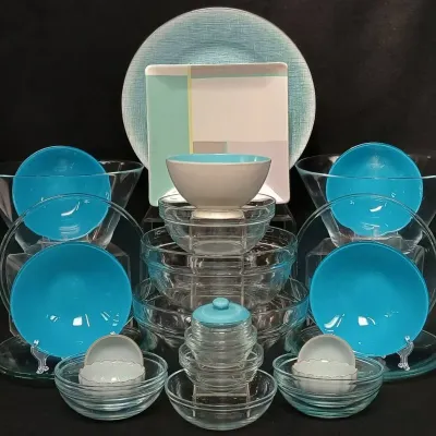 Clear Glass & Teal Kitchenware