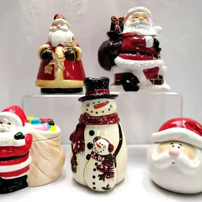 Vintage Ceramic Cookie Jars – Williams-Sonoma, Sleigh Bell Bistro - 5-Piece Christmas