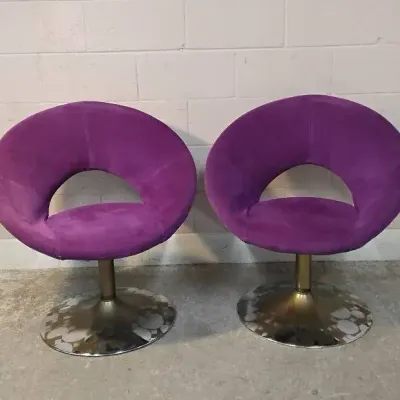 Vintage 1970s Space Age Purple Velvet Swivel Chair 