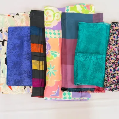 Multi-Piece Vintage Silk & Fashion Scarf Estate Collection 